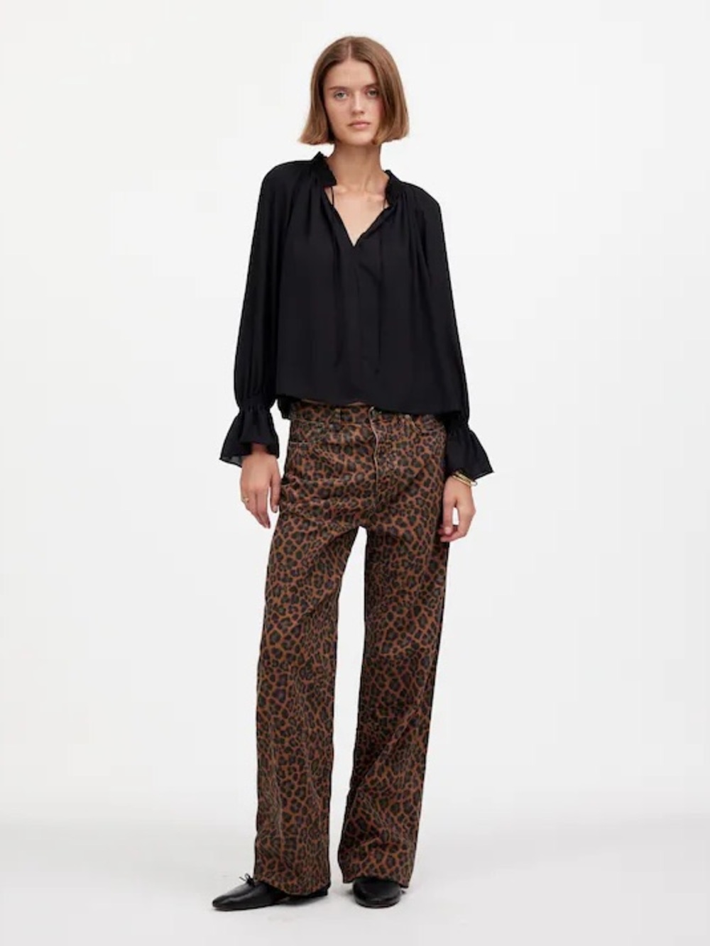 NWOT Madewell Low Slung Baggy Jeans in Leopard Print- Size 26 - Picture 3 of 7